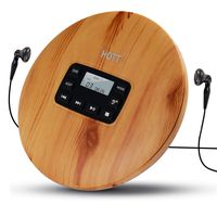 CD Player Portable, HOTT Small CD Player with Headphones, Personal Compact Discman CD Player Walkman Music CD Player, LCD Display, Electronic Skip Protection and Anti-Shock Function - Wood
