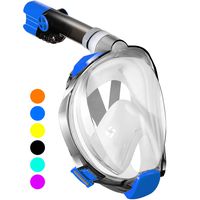 WSTOO Full Face Snorkel Mask,Advanced Safety Breathing System Allows You to Breathe More Fresh Air While Snorkeling,180 Panoramic Anti Fog Anti Leak Foldable Snorkel Mask for Adult and Kids
