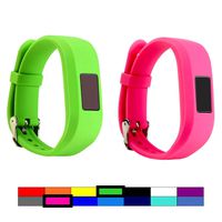 Dunfire Replacement Wristbands and Clip Cases for Garmin Vivofit 3 and Vivofit JR, Large Size and Small Size Bands, One Size Clip Case (2PCS - Green&Pink, Small for Kids)