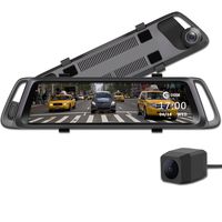 EHOOM A10 9.88" Full Touch Screen HD Mirror Dash Camera, Dual Lens Reversing Backup Cam, Car DVR with FHD 1080P Front Cam and HD 720P Rear Cam, Super Night Vision, WDR, HDR, Zero Blind Area - Grey