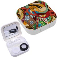 Portable Contact Lens Case Box Travel Kit Mirror + Bottle + Tweezers Container Holder [ Bright Endless ]