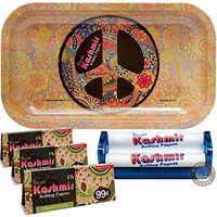 Kashmir Rolling Papers (3) Organic Hamp 1 ½ with 78 Roller & Cool Trays – 5 Items Bundle (Peace)