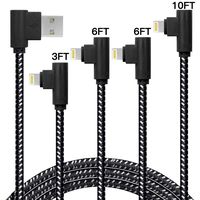 [4 Pack: 3ft/6ft/6ft/10ft] Made for The Game Connecting Cable - 2.4A Current 90 Degree MFi Certified Cable Compatible with Phone Charger Xs/XS Max/XR/X / 8/8 Plus / 7/7 Plus/Pad, and More