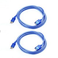 DTECH 10ft USB 2.0 Extension Cable USB A Male to A Female Cord (10 Feet, Blue, 2-Pack)