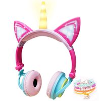 JYPS Unicorn Headphone Cat Kids Foldable Headphones Wired Headset Earphone for Kids Girls, Back to School Supplies Gifts