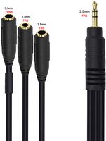 Kework 30cm 3.5mm Splitter Cable, 1 to 3 Way Extension Audio Adapter, 3.5mm TRS 3 Pole Male to 3.5mm TRS 3 Pole Female & 3.5mm TRRS 4 Pole Female & 2.5mm TRS 3 Pole Female Cord (M/FM)