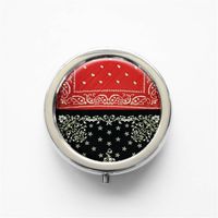 RhyNSky Bandana Print Pattern Mini Portable Pocket Purse Pill Box Case Pillbox, 3 Compartments, Silvery, 448
