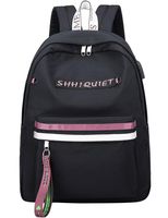 El-fmly Backpack for School Lightweight USB Charging Port Headphone Laptop Cute Bookbag for Girls Teen Black Pink Bag