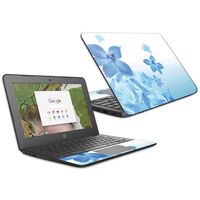 MightySkins Skin Compatible with HP Chromebook 11 G6 11.6" (2018) - Blue Flowers | Protective, Durable, and Unique Vinyl Decal wrap Cover | Easy to Apply, Remove, and Change Styles | Made in The USA