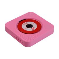 Portable Wall Mounted CD Player Music Amplifier Audio Boombox with Remote Control Support BT/USB/FM Modes Pink US Plug