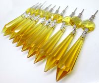 Sun Cling Chandelier Icicle Crystal 55mm, Pack of 10 (Yellow)