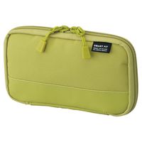 LIHIT LAB. Compact Pen Case (Pencil Case), Water & Stain Repellent, Yellow green, 3.5" x 6.5'' (A7687-6)