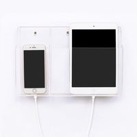 SHINGONE iPad Clear Acrylic Remote Control Holder Wall Mount Media Organizer Box Bottom with Hole for Kindle Phone Charging Holder, IPad Compartment