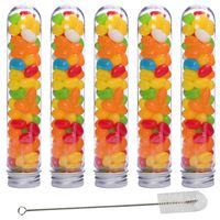 JPSOR 15pcs 155x30mm (90ml) Clear Plastic Test Tubes with Screw Caps and 1 Test Tube Brush for Scientific Experiments, Party, Decorate The House, Candy Storage