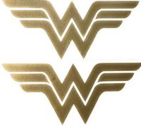 H-Tradings 2-Pack Wonder Woman Decal Sticker for Car Window, Laptop, Motorcycle, Walls, Mirror and More (2" x 4.6", Gold)