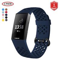 FunBand for Fitbit Charge 3 Strap Bands, Easy Adjust Breathable with Ventilation Holes Soft Silicone Sport Replacement Accessory Bracelet Straps for Fitbit Charge 3 Fitness Activity Wristband