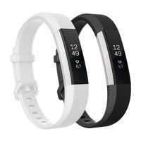 Fundro Replacement Bands Compatible with Fitbit Alta Bands and Alta HR Band, Newest Sport Strap Wristband with Secure Buckle for Women Men Boys Girls, 2- Pack (Small, A Black+White)