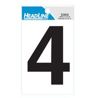 Headline Sign 5354 3-Inch Reflective Self-Stick Numeric Character, Number 4, 1 Unit per Package