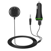 Bluetooth Car Kit for Hands-Free Talking & Music Streaming, Wireless Audio Receiver with Dual Port USB Car Charger and 3.5mm AUX Input Port