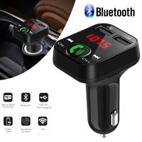 Glumes Bluetooth FM Transmitter for Car, Wireless Radio Transmitter Adapter Mp3 Player with Hands Free Calls for iPhone, Quick Charge 2.0 USB Car Charger for Samsung, Good Gift (Black)