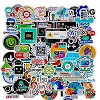 50 PCS Cool Programming Stickers Logo Internet Software Sticker Funny Gift for Geeks Hackers Developers to DIY Laptop Phone