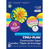 Tru-Ray Heavyweight Construction Paper, Hot Assorted Colors, 9" x 12", 50 Sheets