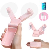Funoasis Handheld Mini Fan with Dual Head, Portable USB Rechargeable Speed Adjustable Little Fan for Office Home Travelling Hiking, 2 Modes (Pink)