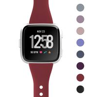Jobese Bands Compatible with Fitbit Versa/Versa Lite/SE, Slim Soft Silicone Replacement Straps Accessories Wristbands Women Men, Brick Red, Small