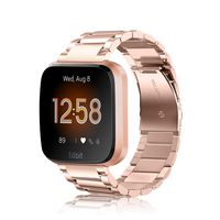 Fintie Metal Band for Fitbit Versa 2, Versa, Versa Lite Edition, Solid Stainless Steel Strap Replacement Wristband Business Bracelet for Fitbit Versa Smartwatch, Rose Gold