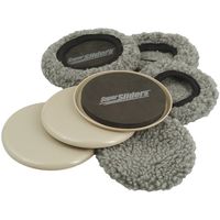 Supersliders 4703995N Multi-Surface 2-in-1 Reusable Furniture Carpet Sliders with Hardwood Socks- Protect & Slide on Any Surface 5" Linen (4 Pack)