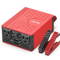 VOLTCUBE 400W Power Inverter, 12V DC to 110V AC Car Adapter with Twin 2.4A USB Ports and Two Independent AC Outlets (Red)