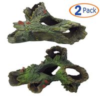 Tfwadmx 2Pcs Decaying Trunk Aquarium, Betta Fish Ornament, Freshwater Ornament - Resin Aquarium Decoration Log, Fish Tank Wood with Holes & Aquarium Hideout Caves Fish Tank Wood Decor
