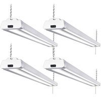 Hykolity 5000K LED Shop Light Linkable, 4FT Daylight 42W LED Ceiling Lights for Garages, Workshops, Basements, Hanging or FlushMount, with Plug and Pull Chain, 4200lm, ETL- 4 Pack