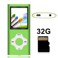Tomameri - Portable MP3 / MP4 Player with Rhombic Button, Including a Micro SD Card and Support Up to 64GB, Compact Music, Video Player, Photo Viewer Supported - White-with-Green