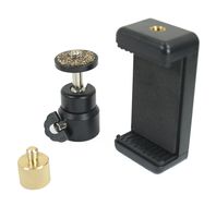 Livestream® Gear - 3/8 to 1/4" Thread Screw Reducer with Ball Head & Phone Clamp. Use This Set to Attach a Phone to Mic Stands, Tripods, and More. (Reducer & Ball Head Set)