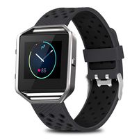 Jobese Compatible with Fitbit Blaze Bands, Two-Tone Soft Breathable Bands with Silver Metal Frame Compatible with Fitbit Blaze Silicone Accessories Wristbands