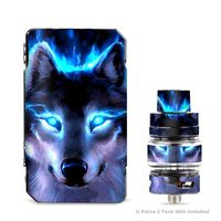 IT'S A SKIN Decal Vinyl Wrap for VooPoo Drag 2 V2 & UForce T2 Tank Vape Sticker Sleeve Cover/Wolf Glowing Eyes Fire