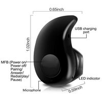Mini Wireless Bluetooth 4.0 Stereo in-Ear Headset Earphone for iPhone Samsung LG Sony HTC and Other Smartphones Tablets (Black)