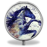 Horse Pill Case, Round Stainless Drug Organizer Container Medicine Cover for Pocket Daily&Weekly