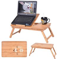 Safstar Portable Foldable Laptop Computer Desk Adjustable Vented Notebook PC Table (Bamboo)