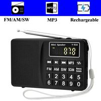 FM/AM/SW 3 Band Pocket Radio, HePesTer H-R916 Portable Radio with Headset Output/AUX Input/MP3/External Speaker/32GB TF Card/32GB USB, Powered by Lithium Battery (Black)