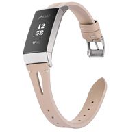 Wearlizer Beige Leather Band Compatible with Fitbit Charge 3 Bands for Women Men, Leather Replacement Band Assesories Strap X Type Bracelet for Fitbit Charge 3