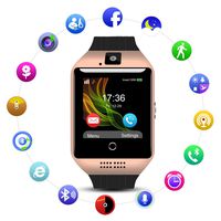 Padcod Q18 Smart Watch GSM 2G Network Calling/Bluetooth Calling Phone Watch with Camera Tracker Watch (Gold + Black)