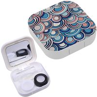 Portable Contact Lens Case Box Travel Kit Mirror + Bottle + Tweezers Container Holder [ Fish Scale Made Circles ]