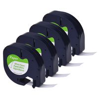 GREENCYCLE Self-Adhesive LetraTag Label Tape Compatible for DYMO (10697 91200 91220 91330 59421) Paper Black on White (12 mm x4 m, 1/2 inch x 13 Foot) 4 Pack