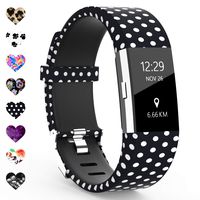 TreasureMax Compatible with Fitbit Charge 2 Bands for Women/Men,Silicone Fadeless Pattern Printed Replacement Floral Bands for Fitbit Charge 2 HR Wristbands