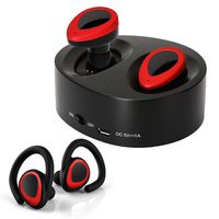 Wireless Twins Bluetooth Headphones, HAISSKY Mini Invisible Earphones, Stereo Earbuds in-Ear Headsets with Built-in Mic and Portable Charging Case for iPhone Sumsung Smartphones, Red