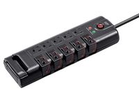 Monoprice 10 Outlet Rotating Surge Protector Power Block/Strip - Black - 8ft Heavy Duty Cord | UL Rated, 2,880 Joules with Grounded and Protected Light Indicator