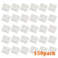 150 Pack White Cable Tie Mounts with Strong Self Adhesive Backed - Viaky Screw Hole Anchor Point Wire Management Zip Tie Base Holders for Home, Work, School and Office