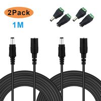RGBZONE 1M 3.3ft 2 Pack 5.5mm x 2.1mm DC Plug Power Supply Extension Cable Cord for Wireless CCTV Security IP Camera Surveillance,Led Strip Lights,Standalone DVR